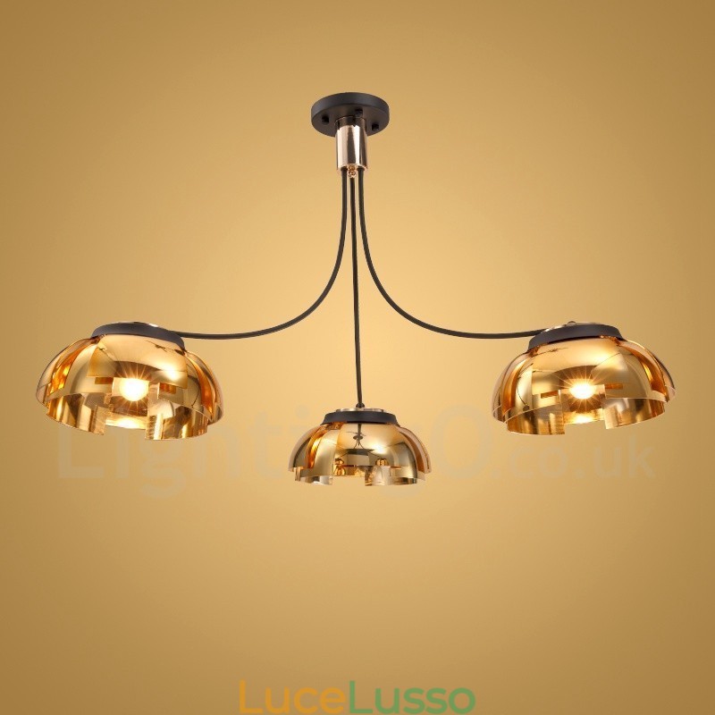 Lampadario moderno contemporaneo in acciaio a 3 luci con paralume in acrilico