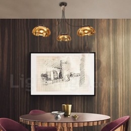 Lampadario moderno contemporaneo in acciaio a 3 luci con paralume in acrilico