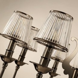 Lampadario moderno contemporaneo in acciaio a 8 luci con paralume in acrilico