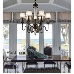 Lampadario moderno contemporaneo in acciaio a 6 luci con paralume in acrilico