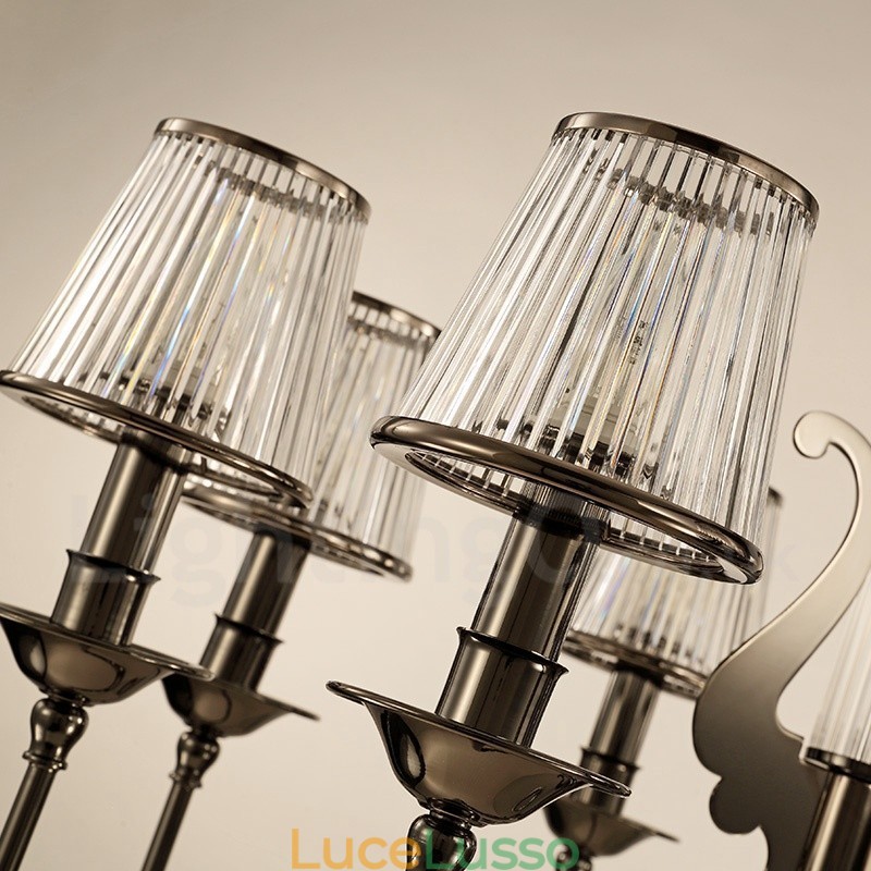 Lampadario moderno contemporaneo in acciaio a 6 luci con paralume in acrilico