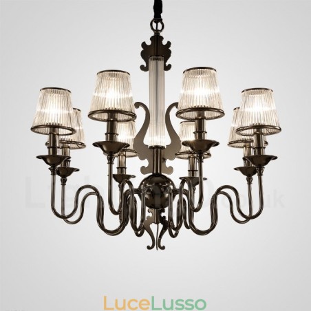 Lampadario moderno contemporaneo in acciaio da 15 luci con paralume in acrilico Lampadario moderno contemporaneo in acciaio da 15 luci con paralume in acrilico