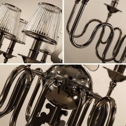 Lampadario moderno contemporaneo in acciaio da 15 luci con paralume in acrilico