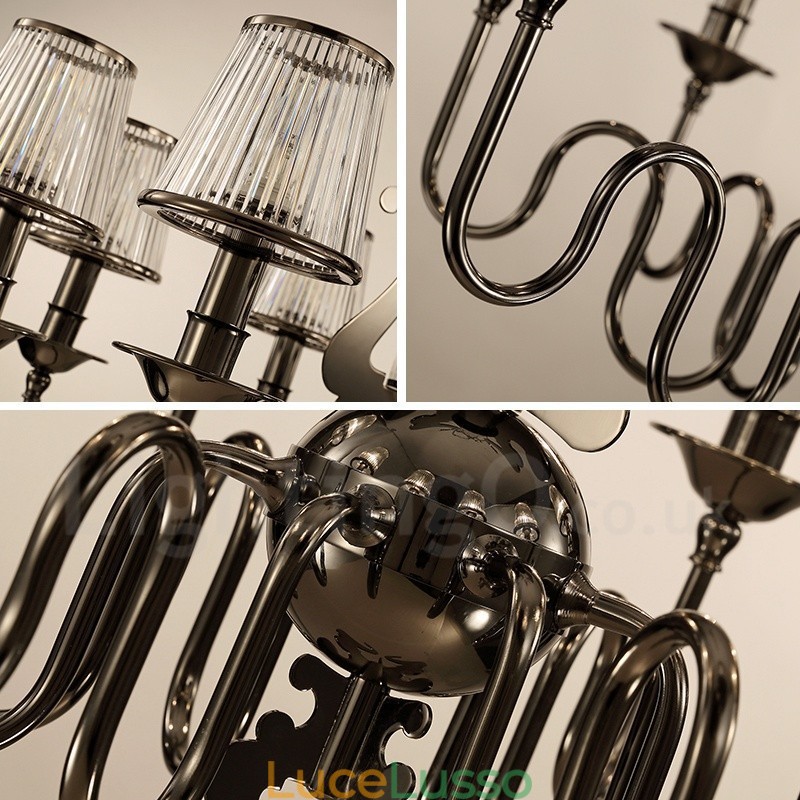 Lampadario moderno contemporaneo in acciaio da 15 luci con paralume in acrilico