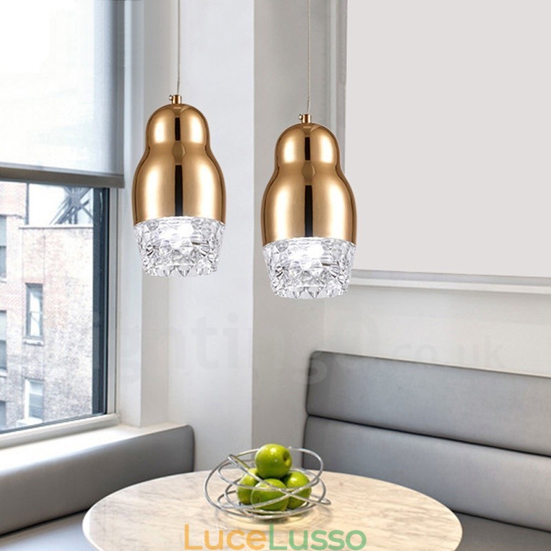 Lampada a sospensione moderna contemporanea in lega di alluminio a 1 luce con paralume in acrilico