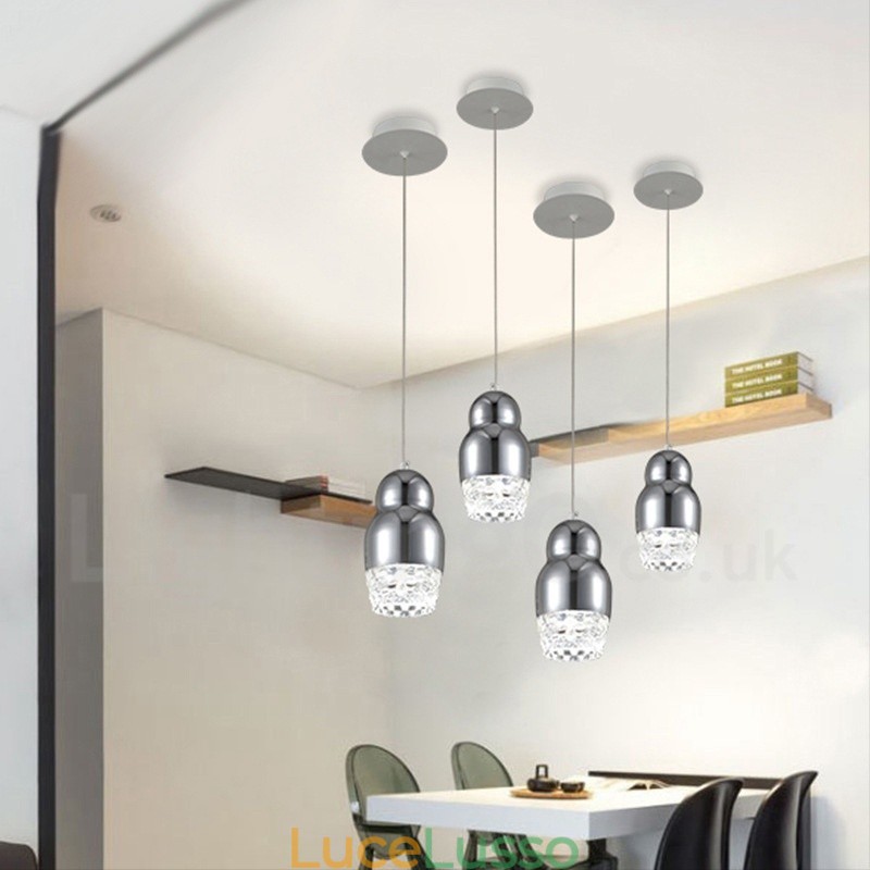Lampada a sospensione moderna contemporanea in lega di alluminio a 1 luce con paralume in acrilico