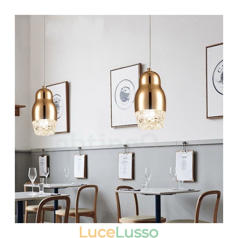 Lampada a sospensione moderna contemporanea in lega di alluminio a 1 luce con paralume in acrilico