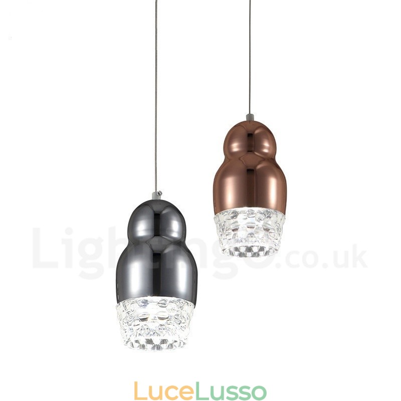 Lampada a sospensione moderna contemporanea in lega di alluminio a 1 luce con paralume in acrilico