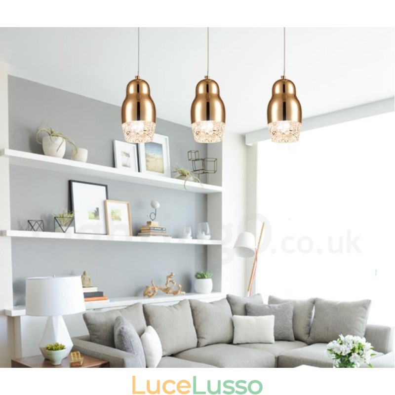 Lampada a sospensione moderna contemporanea in lega di alluminio a 1 luce con paralume in acrilico