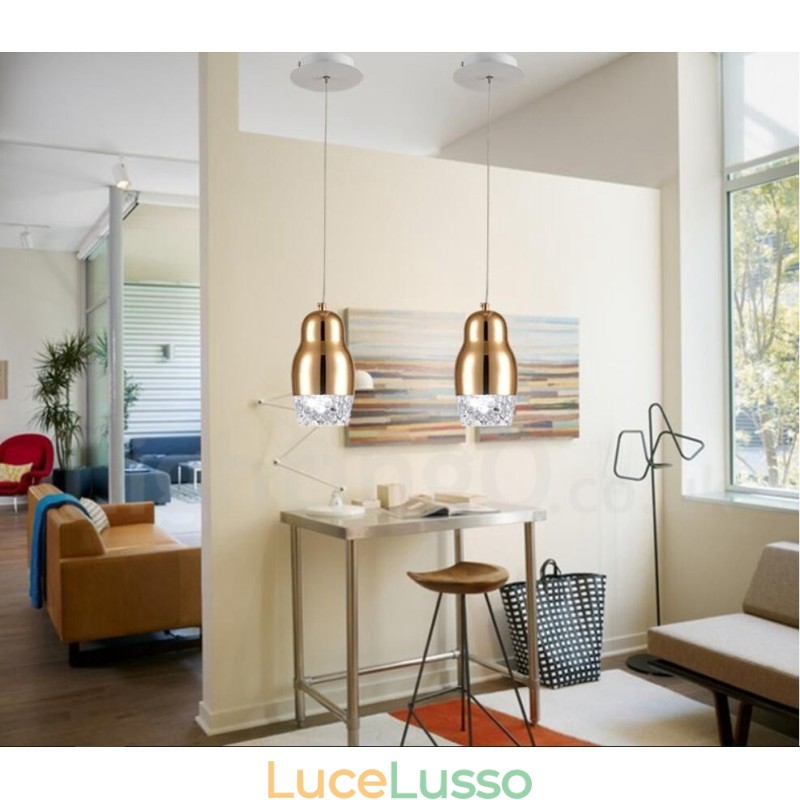 Lampada a sospensione moderna contemporanea in lega di alluminio a 1 luce con paralume in acrilico