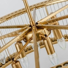 Lampada a sospensione moderna contemporanea in acciaio a 8 luci con paralume in cristallo acrilico
