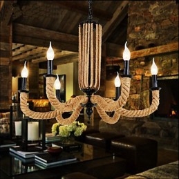 Lampadario retrò in corda Lampada in ferro