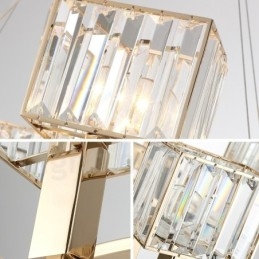 Lampada a sospensione moderna contemporanea in acciaio a 8 luci con paralume in cristallo