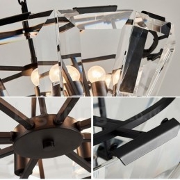 Lampada a sospensione moderna contemporanea in acciaio a 8 luci con paralume in cristallo
