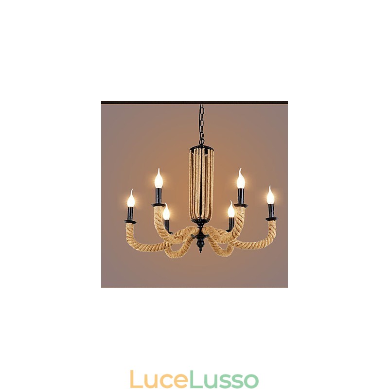Lampadario retrò in corda Lampada in ferro