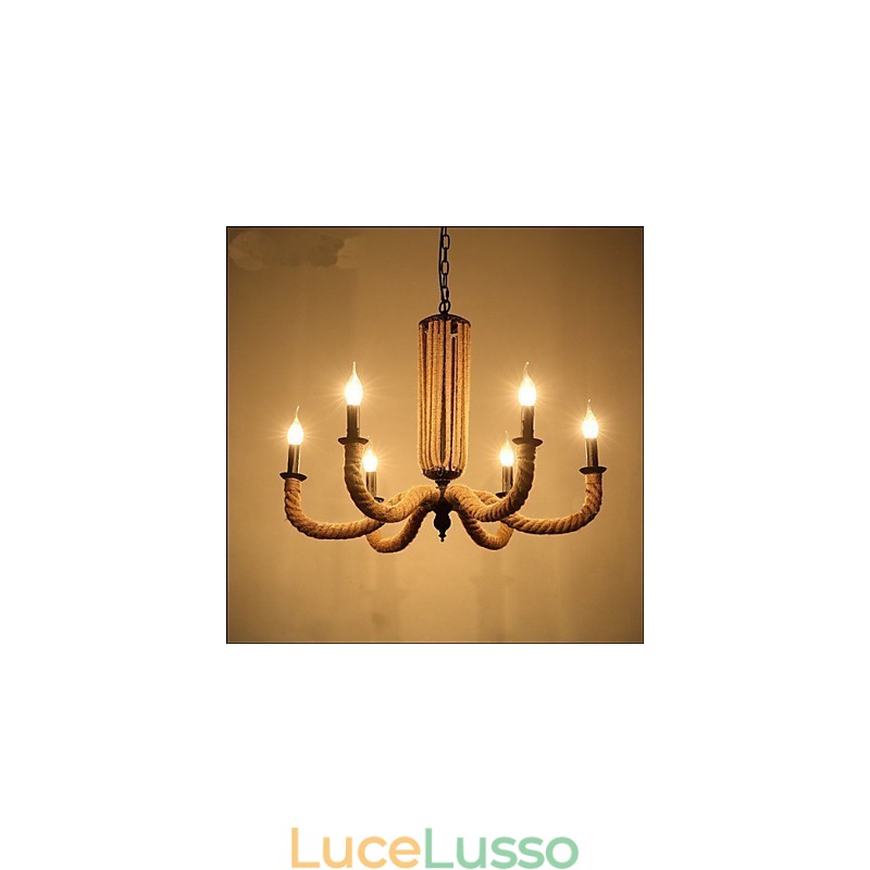 Lampadario retrò in corda Lampada in ferro