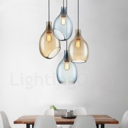 Lampada a sospensione moderna contemporanea in vetro a 1 luce con paralume in vetro