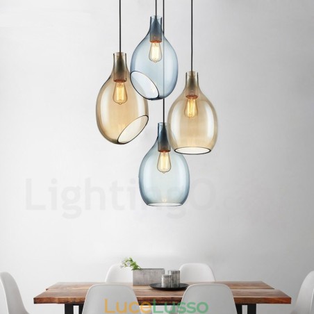 Lampada a sospensione moderna contemporanea in vetro a 1 luce con paralume in vetro Lampada a sospensione moderna contemporanea in vetro a 1 luce con paralume in vetro