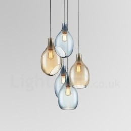 Lampada a sospensione moderna contemporanea in vetro a 1 luce con paralume in vetro