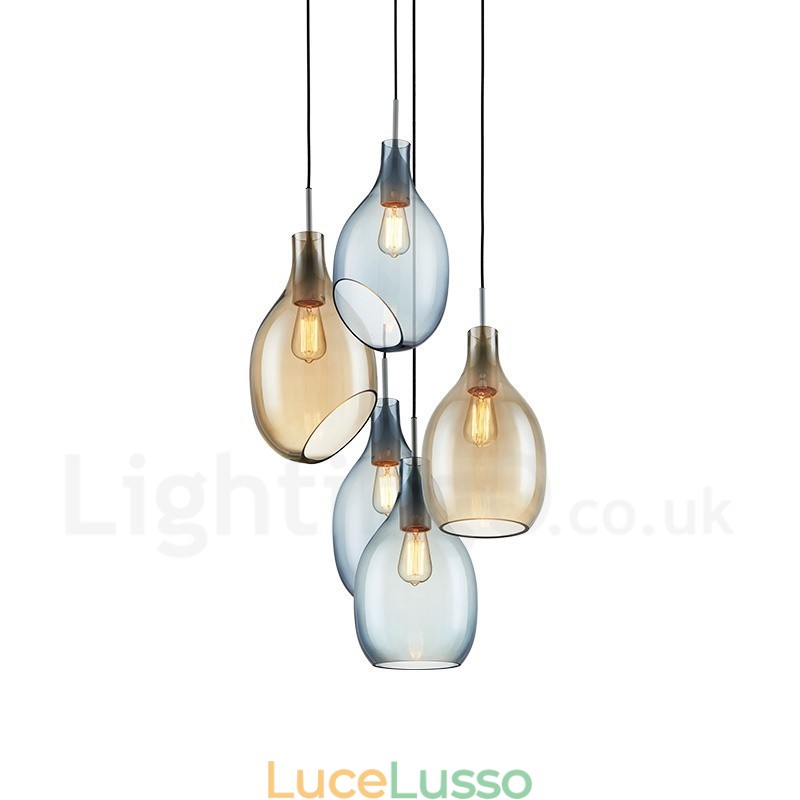 Lampada a sospensione moderna contemporanea in vetro a 1 luce con paralume in vetro