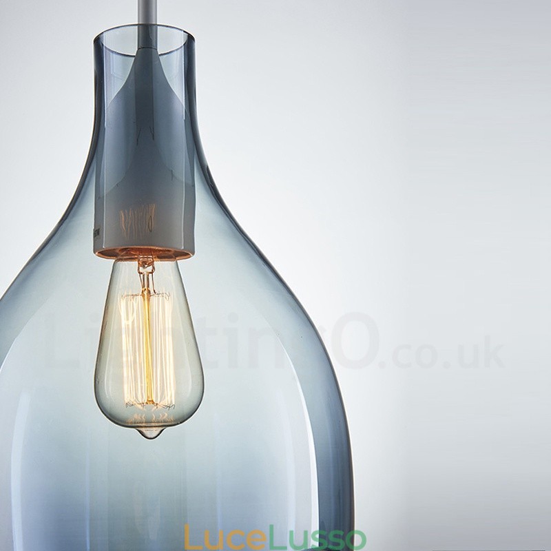 Lampada a sospensione moderna contemporanea in vetro a 1 luce con paralume in vetro