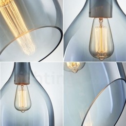 Lampada a sospensione moderna contemporanea in vetro a 1 luce con paralume in vetro