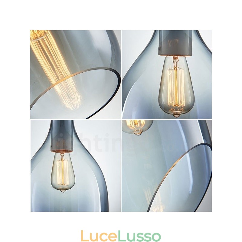 Lampada a sospensione moderna contemporanea in vetro a 1 luce con paralume in vetro