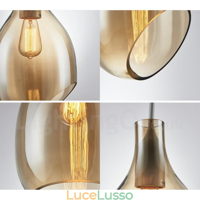 Lampada a sospensione moderna contemporanea in vetro a 1 luce con paralume in vetro