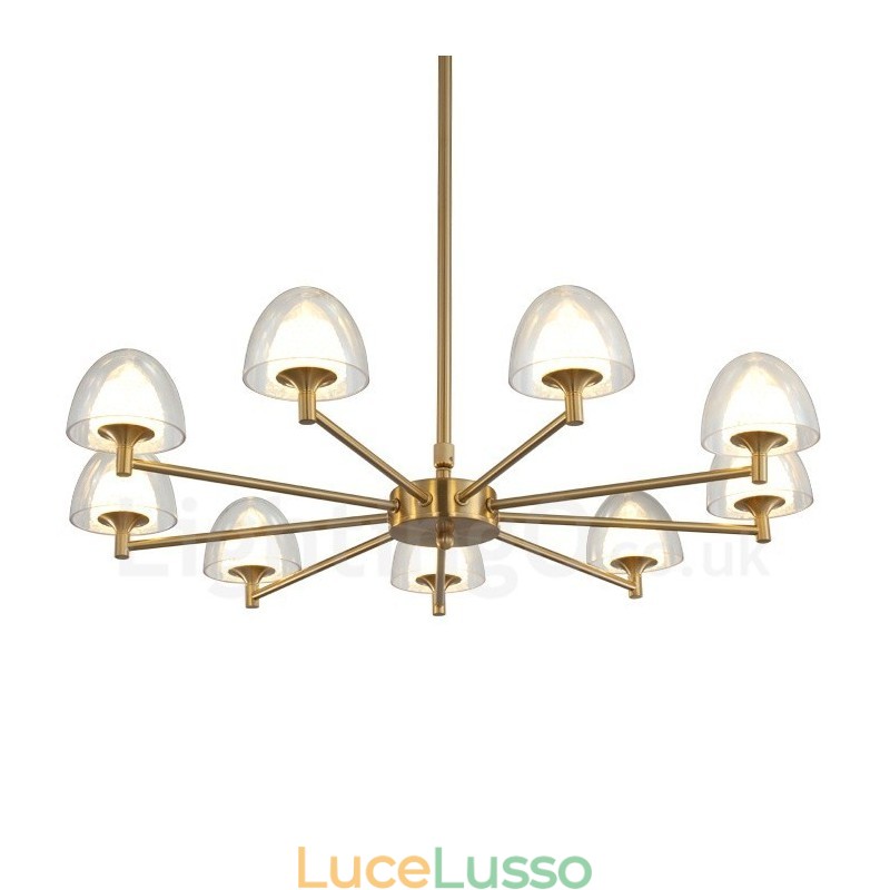 Lampadario moderno contemporaneo in metallo a 9 luci con paralume in acrilico