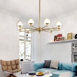 Lampadario moderno contemporaneo in metallo a 9 luci con paralume in acrilico