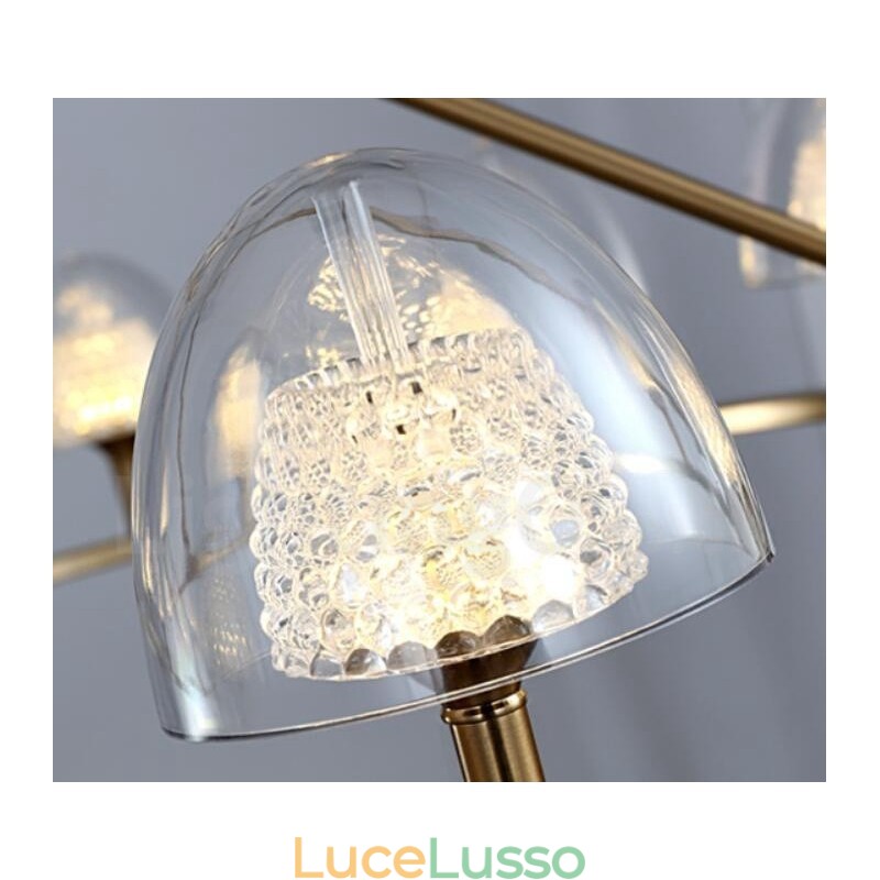 Lampadario moderno contemporaneo in metallo a 9 luci con paralume in acrilico