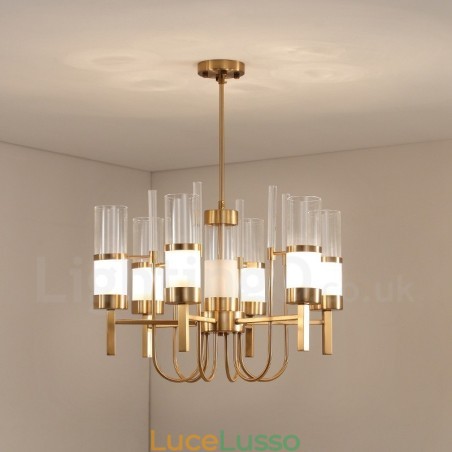 Lampadario rustico moderno contemporaneo in acciaio a 6 luci con paralume in vetro Lampadario rustico moderno contemporaneo in acciaio a 6 luci con paralume in vetro