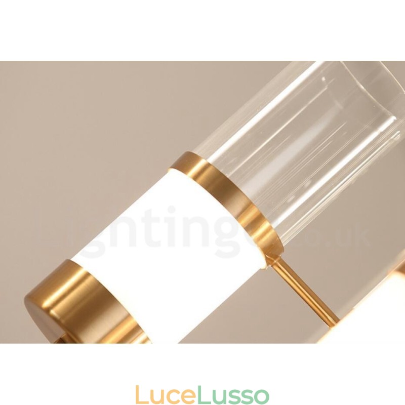 Lampadario rustico moderno contemporaneo in acciaio a 6 luci con paralume in vetro