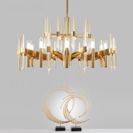 Lampadario moderno contemporaneo in lega di alluminio da 18 luci con paralume in cristallo