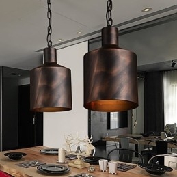 Lampadario rustico Lodge Drum Metal Pendant Light