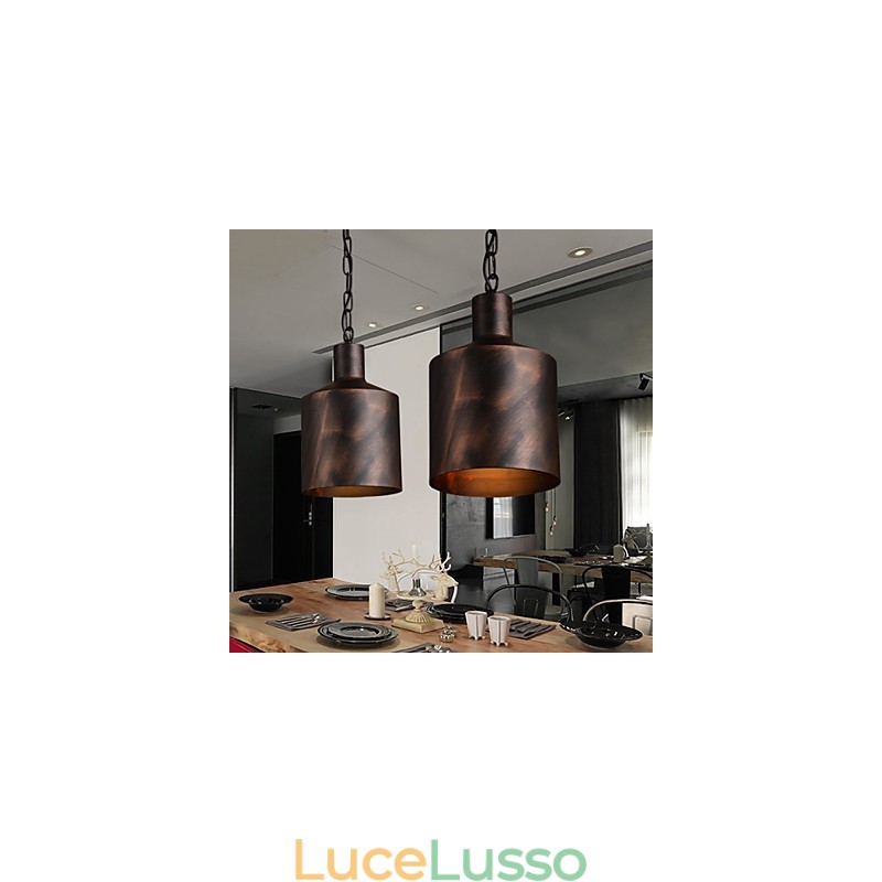 Lampadario rustico Lodge Drum Metal Pendant Light