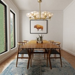 Lampadario moderno contemporaneo in lega di alluminio a 6 luci con paralume in vetro