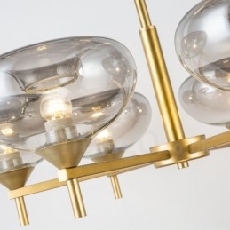 Lampadario moderno contemporaneo in lega di alluminio a 6 luci con paralume in vetro