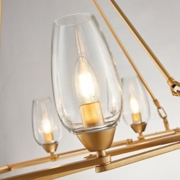 Lampada a sospensione moderna contemporanea in acciaio da 10 luci con paralume in vetro