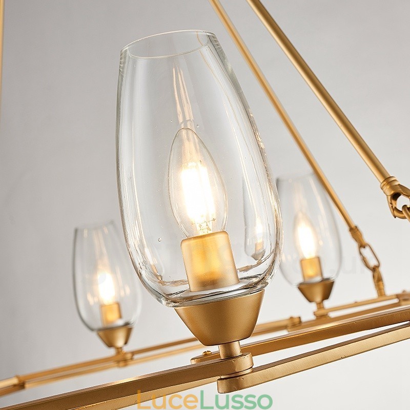 Lampada a sospensione moderna contemporanea in acciaio da 10 luci con paralume in vetro