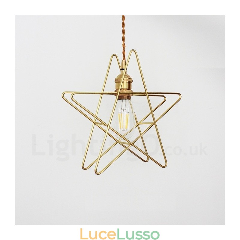 Lampada a sospensione moderna contemporanea in ottone con paralume a 1 luce