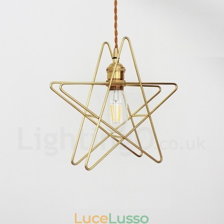 Lampada a sospensione moderna contemporanea in ottone con paralume a 1 luce