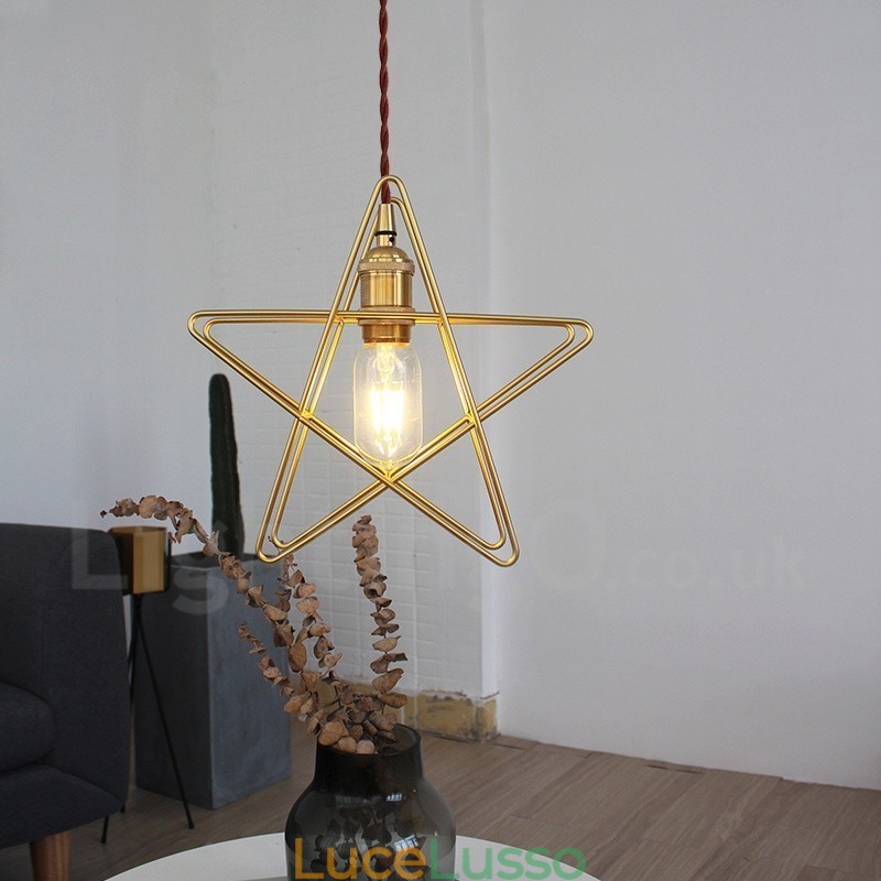 Lampada a sospensione moderna contemporanea in ottone con paralume a 1 luce