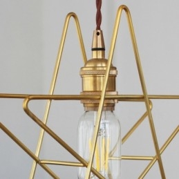 Lampada a sospensione moderna contemporanea in ottone con paralume a 1 luce