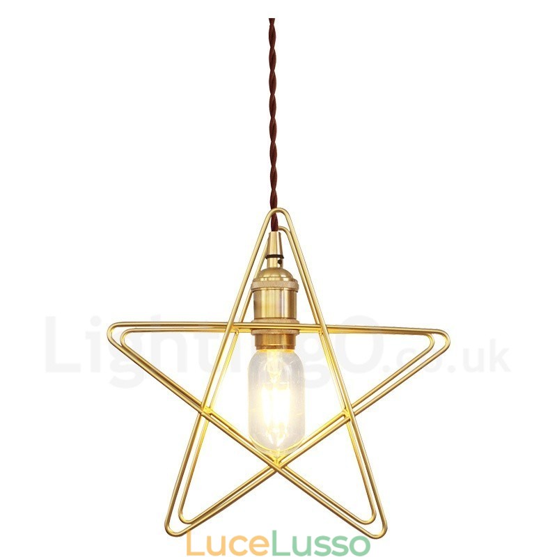 Lampada a sospensione moderna contemporanea in ottone con paralume a 1 luce