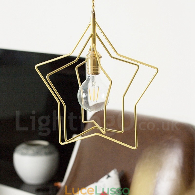 Lampada a sospensione moderna contemporanea in ottone con paralume a 1 luce