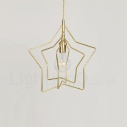 Lampada a sospensione moderna contemporanea in ottone con paralume a 1 luce