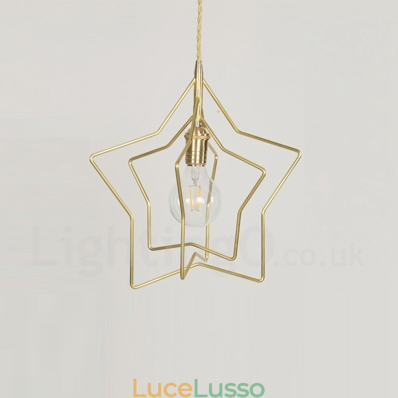 Lampada a sospensione moderna contemporanea in ottone con paralume a 1 luce
