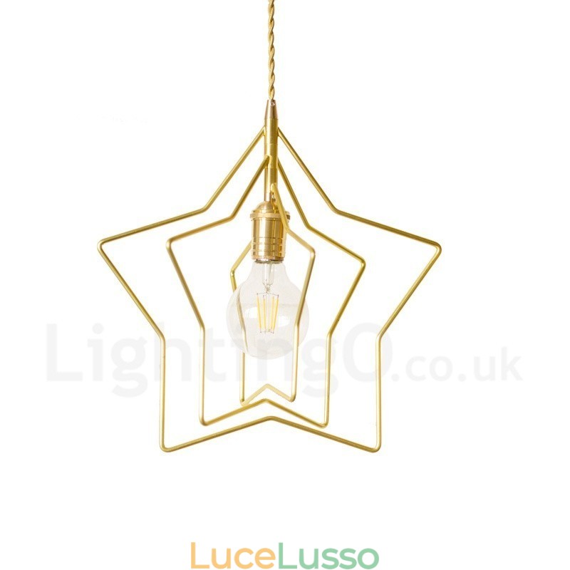 Lampada a sospensione moderna contemporanea in ottone con paralume a 1 luce