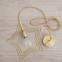 Lampada a sospensione moderna contemporanea in ottone con paralume a 1 luce